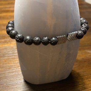 Hematite Arrow and Lava Stone Bracelet